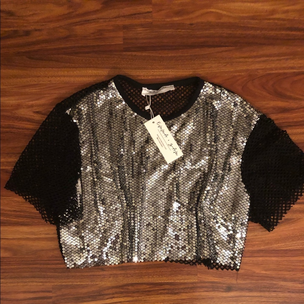*NWT* LF Emma & Sam Mesh Sequin Crop Top Sz S
